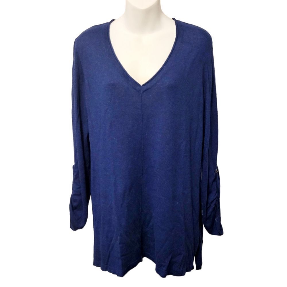 2/$20 RW&CO navy blue wool top blouse